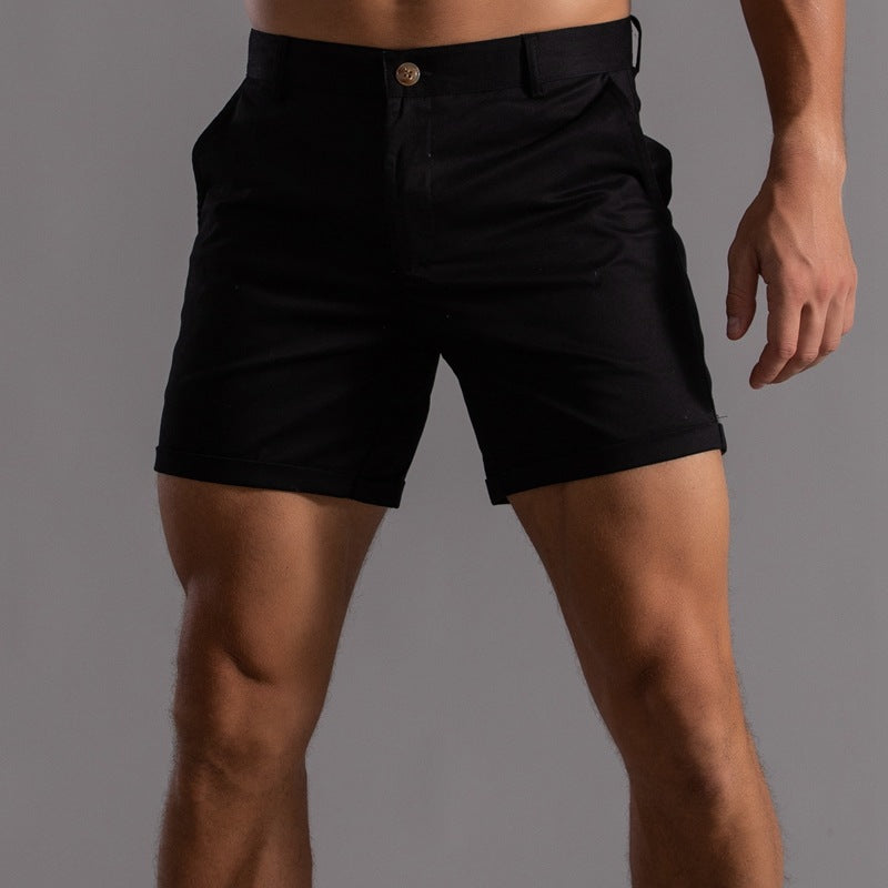 Pantalones cortos de lino para hombre con bolsillos para verano
