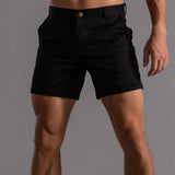 Pantalones cortos de lino para hombre con bolsillos para verano