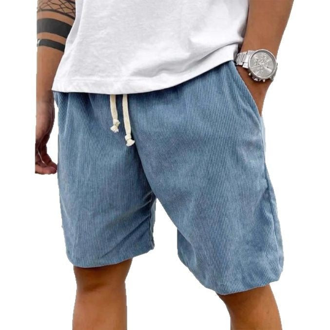 Shorts de pana para hombre con cordón