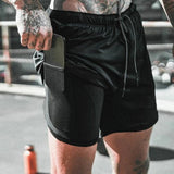 Pantalones cortos para correr de secado rápido 2 en 1 para hombre con bolsillo para teléfono