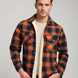 Chaqueta de cuadros para hombre con forro de vellón