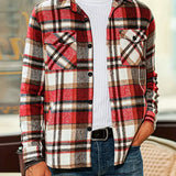 Camisa de cárdigan holgada de cuadros para hombre