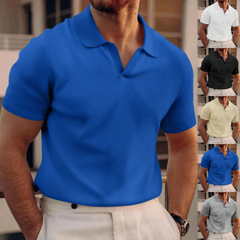 Polo para hombre INS con solapa de waffle y manga corta