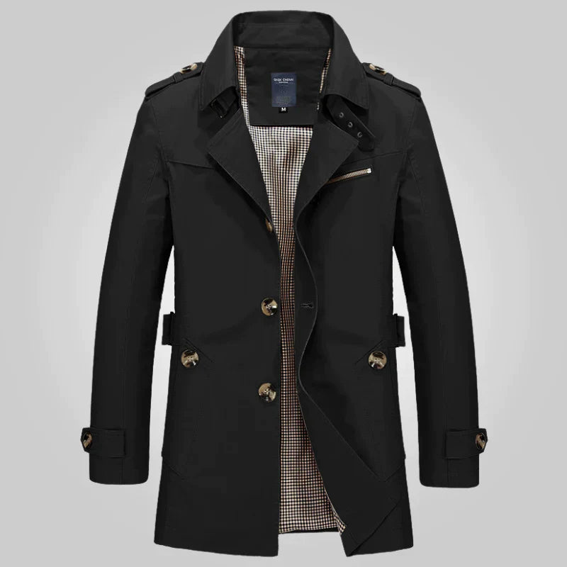 Abrigo tipo gabardina para hombre de mezcla de lana