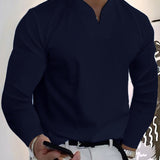 Camiseta de manga larga con cuello en V para hombre, elegante