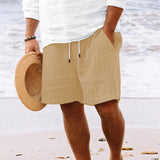 Pantalones cortos de verano para hombre con cordón y rayas