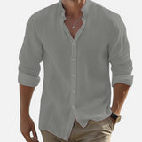 Camisa de playa para hombre de algodón y lino
