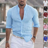 Camisa casual de manga larga para hombre en color sólido