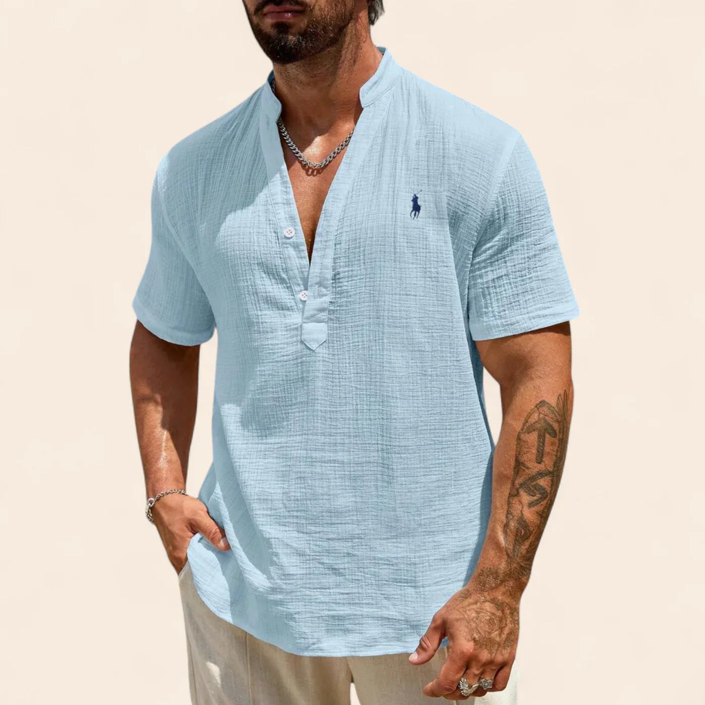 Camisa de lino de verano de lujo