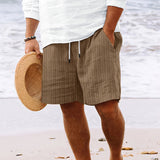 Pantalones cortos de verano para hombre con cordón y rayas