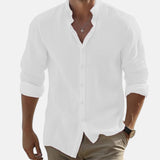Camisa de playa para hombre de algodón y lino