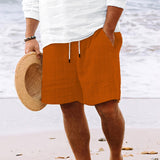 Pantalones cortos de verano para hombre con cordón y rayas