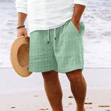 Pantalones cortos de verano para hombre con cordón y rayas