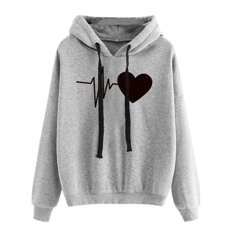 Sudadera con capucha de streetwear con estampado de corazón