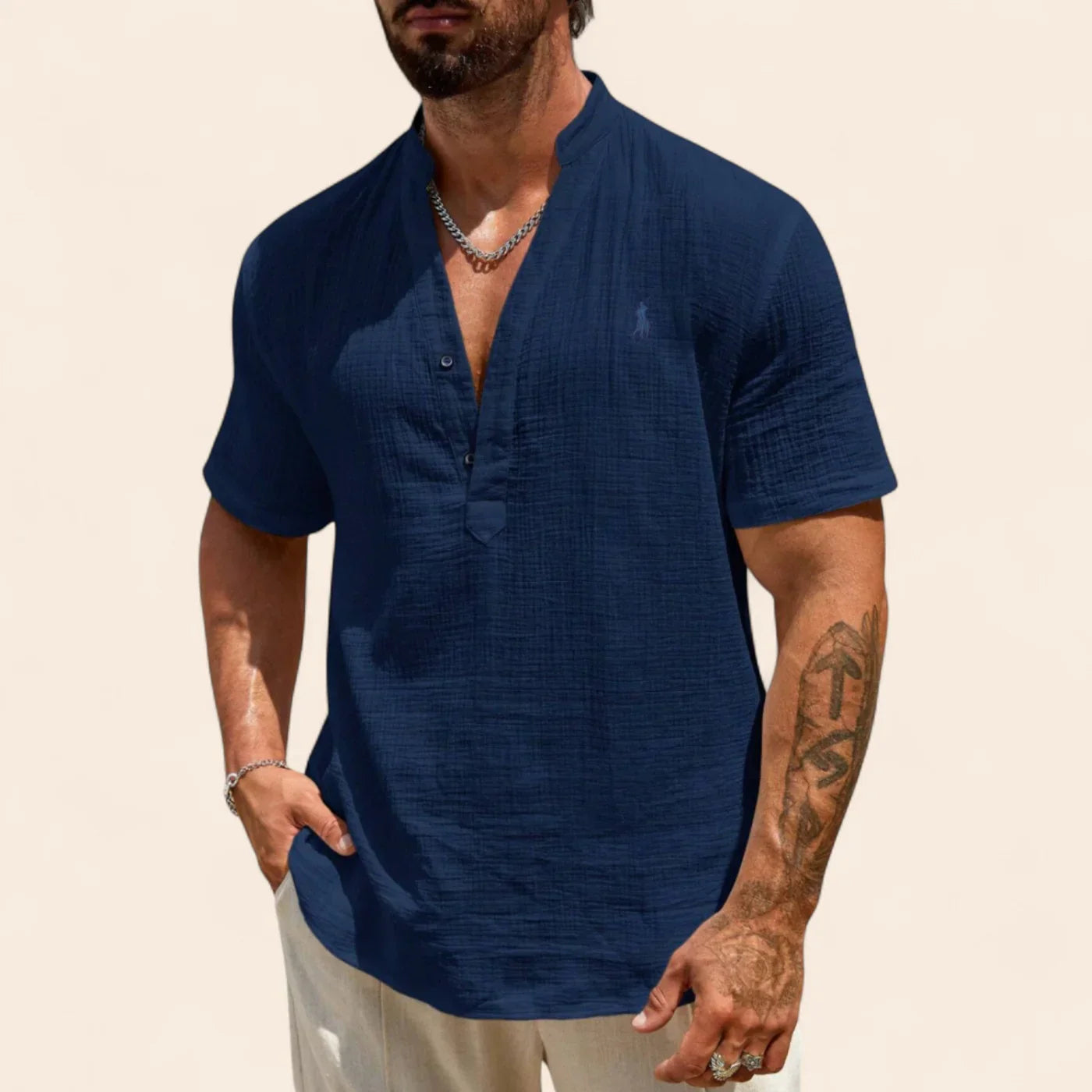 Camisa de lino de verano de lujo