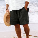 Pantalones cortos de verano para hombre con cordón y rayas