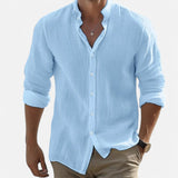Camisa de playa para hombre de algodón y lino
