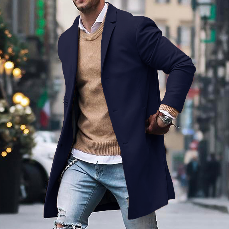 Gabardina clásica para hombre de un solo pecho