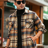 Camisa de cárdigan holgada de cuadros para hombre