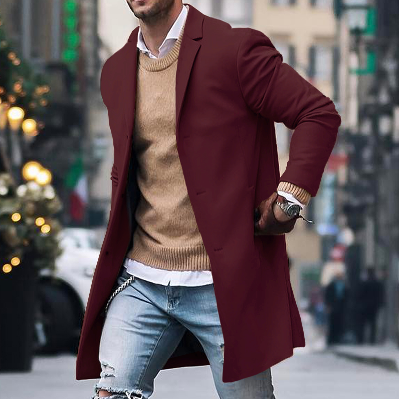 Gabardina clásica para hombre de un solo pecho