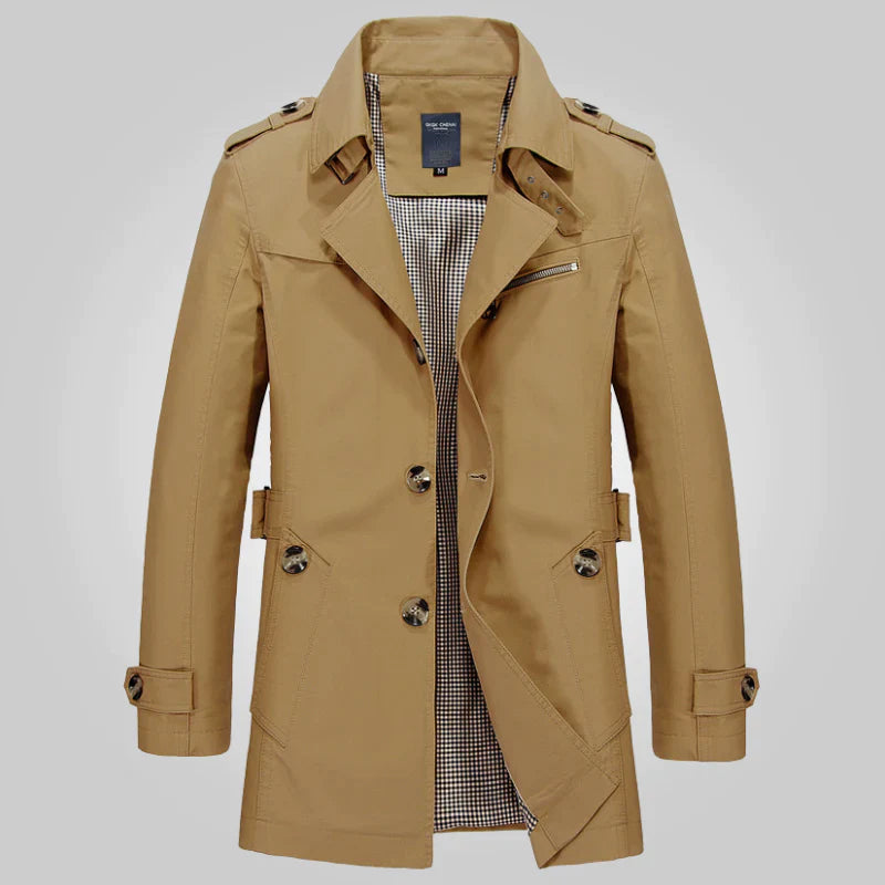 Abrigo tipo gabardina para hombre de mezcla de lana