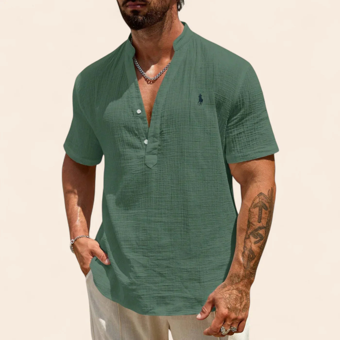 Camisa de lino de verano de lujo