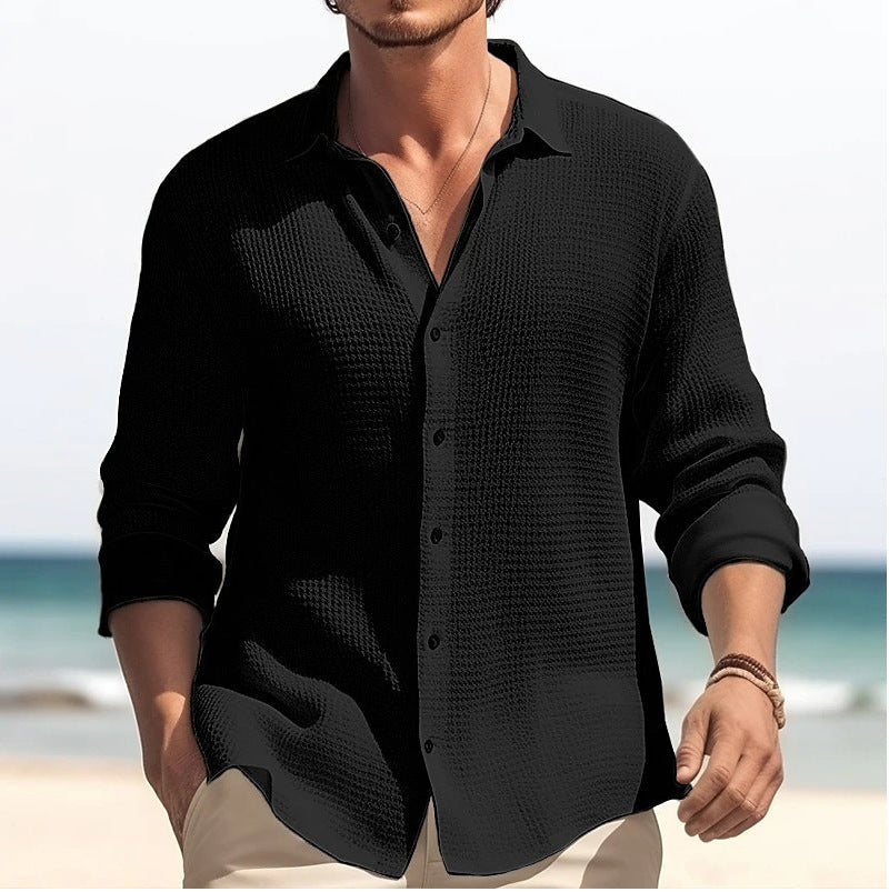 Camisa de manga larga para hombre con solapa