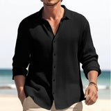 Camisa de manga larga para hombre con solapa