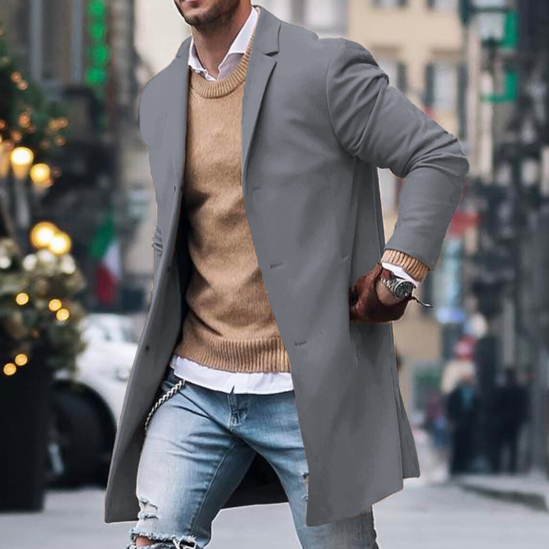 Gabardina clásica para hombre de un solo pecho
