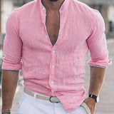 Camisa casual de manga larga para hombre en color sólido