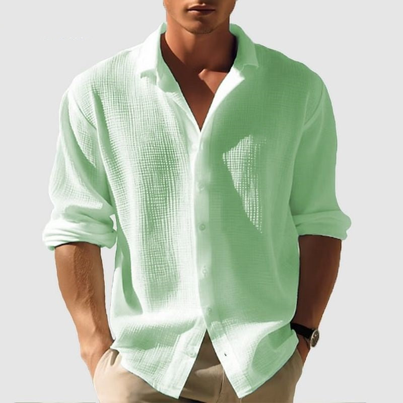 Camisa de manga larga para hombre con solapa