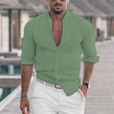 Camisa casual de manga larga para hombre en color sólido