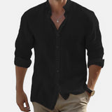 Camisa de playa para hombre de algodón y lino