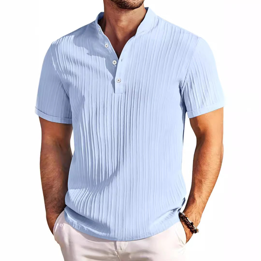 Polo de verano para hombre con cuello mao y manga corta