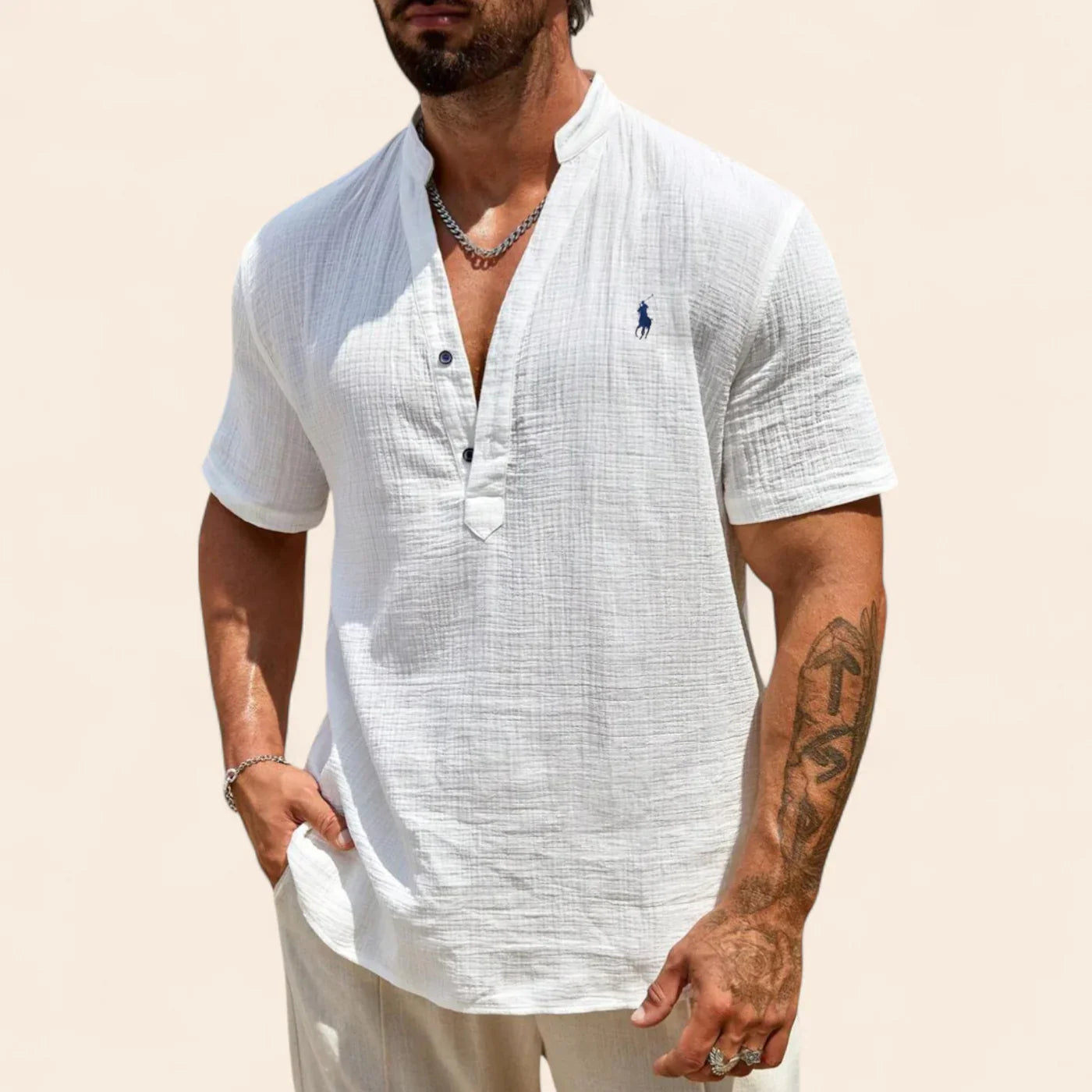 Camisa de lino de verano de lujo