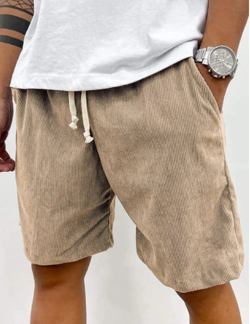 Shorts de pana para hombre con cordón