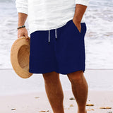 Pantalones cortos de verano para hombre con cordón y rayas