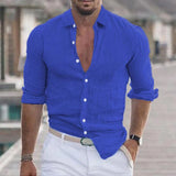 Camisa casual de manga larga para hombre en color sólido