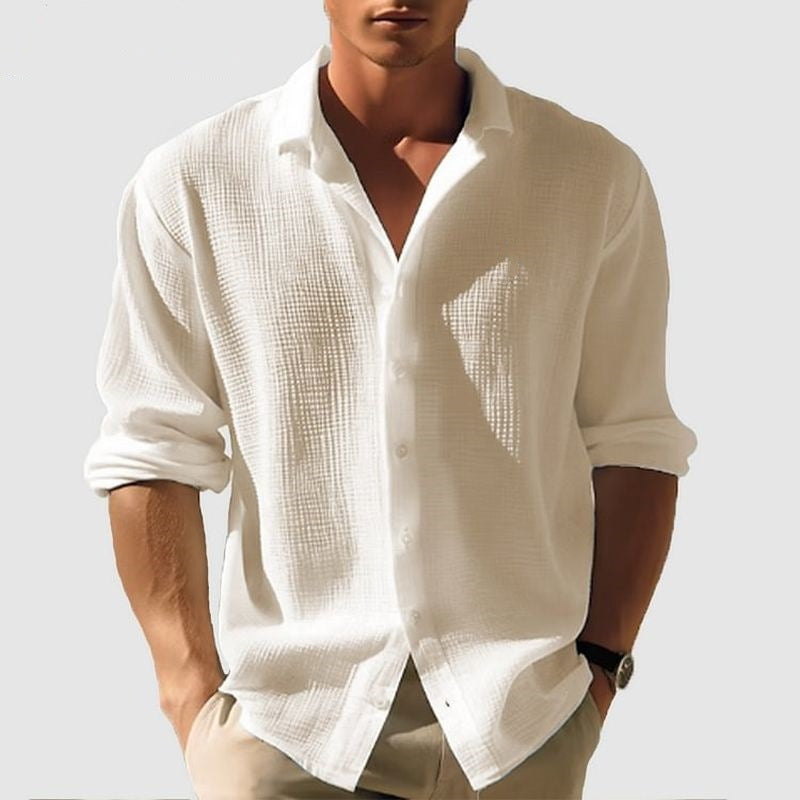 Camisa de manga larga para hombre con solapa