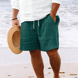 Pantalones cortos de verano para hombre con cordón y rayas