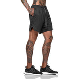 Pantalones cortos para correr de secado rápido 2 en 1 para hombre con bolsillo para teléfono