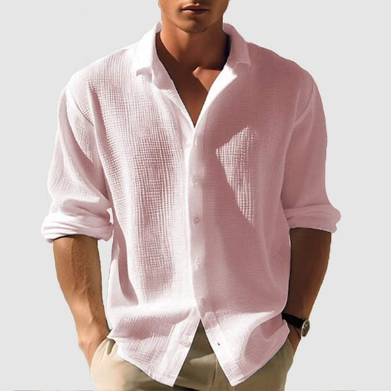 Camisa de manga larga para hombre con solapa