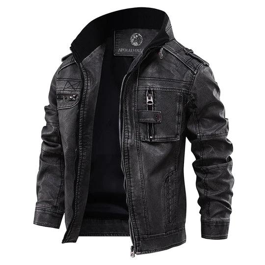 Allan | Chaqueta clásica de cuero negro para hombre