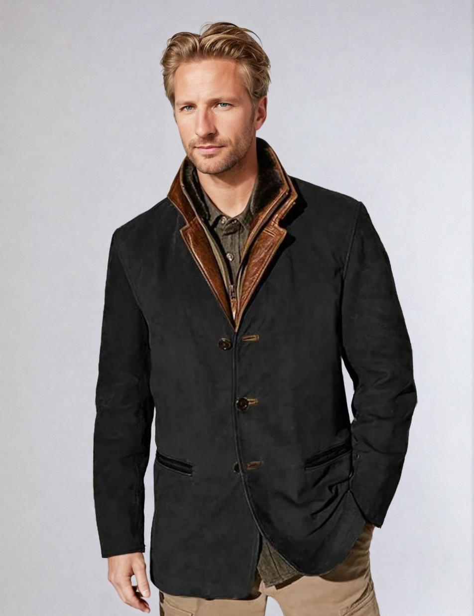 Chaqueta de cuero de ante vintage para hombre