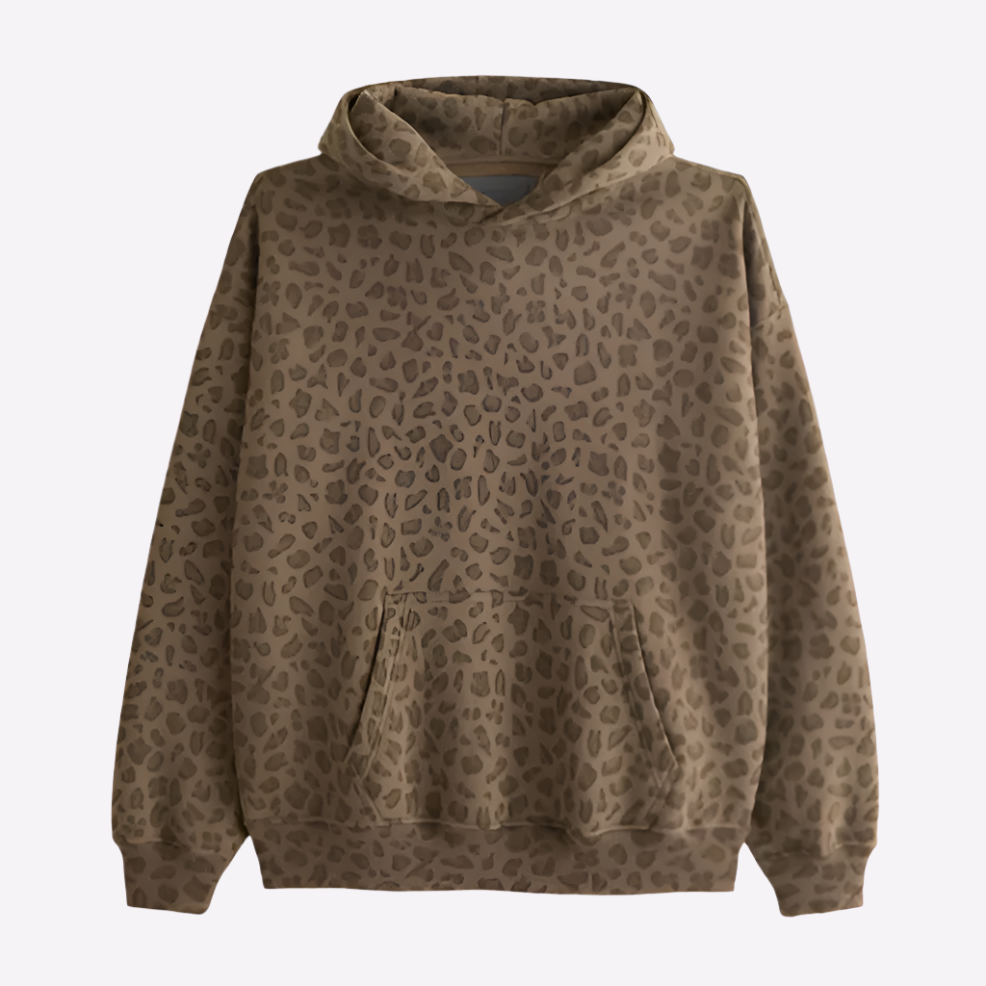 Sudadera con capucha de leopardo elegante