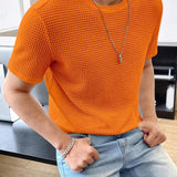 Camiseta casual para hombre de manga corta, color sólido y corte holgado