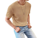 Camiseta casual para hombre de manga corta, color sólido y corte holgado