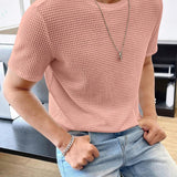 Camiseta casual para hombre de manga corta, color sólido y corte holgado