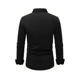 Camisa de manga larga con solapa de color sólido para hombre, verano