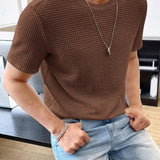 Camiseta casual para hombre de manga corta, color sólido y corte holgado